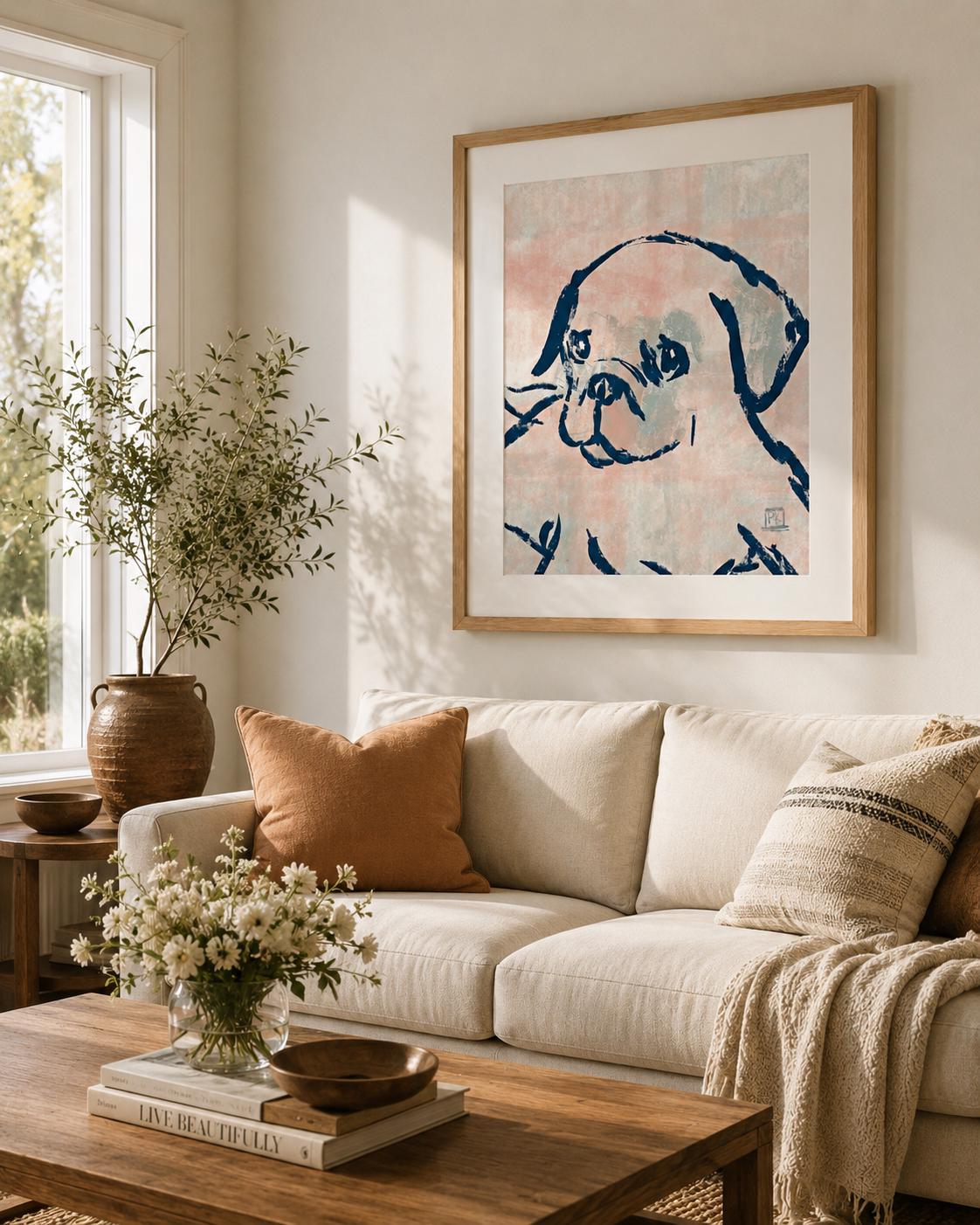 Pet Portrait Hand Drawn, No AI, Custom Dog or Cat Painting, Abstract Style