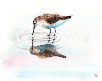 Sandpiper Watercolor Print, Poster, Canvas, Beach Art, Coastal Decor, Sandpiper Print, Sandpiper Art, Bird Decor, Bird Wall Art, Large