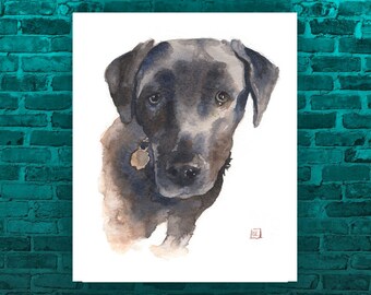 Black Lab Watercolor Print, Black Lab Art, Dog Print, Dog Art, Gift For Birthday, Dog Painting, Memorial Gift, Pet Loss, Unique Gift