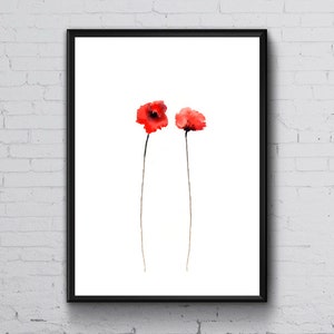 Red Poppies Print, Canvas, Poster, Watercolor Painting, Print Flower Art, Home Decor, Wall Art, Poppy Bedroom, Wall, Home Decor, Unframed image 1