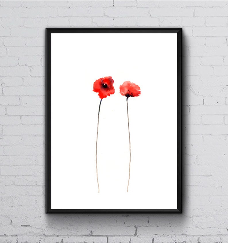 Red Poppies Print, Canvas, Poster, Watercolor Painting, Print Flower Art, Home Decor, Wall Art, Poppy Bedroom, Wall, Home Decor, Unframed image 1