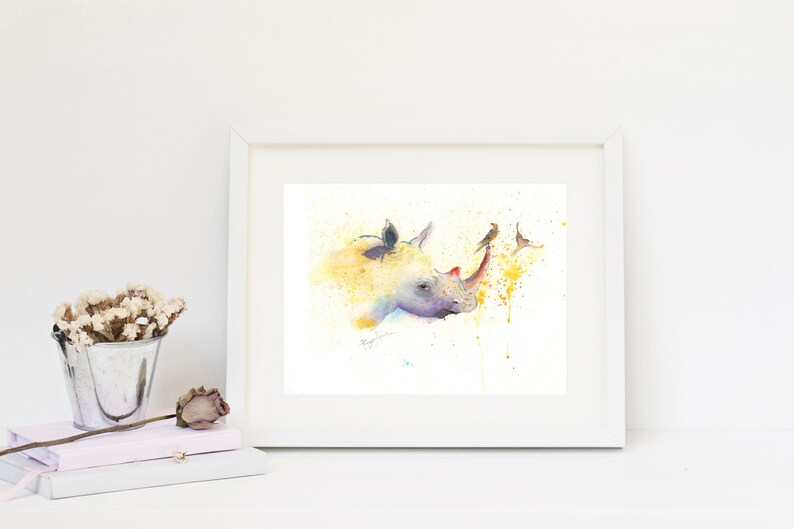 Rhino Print Rhino Watercolor print African Decor Gift Her African Gift Rhino Art Print Rhino Gift Idea Safari Animals African Art