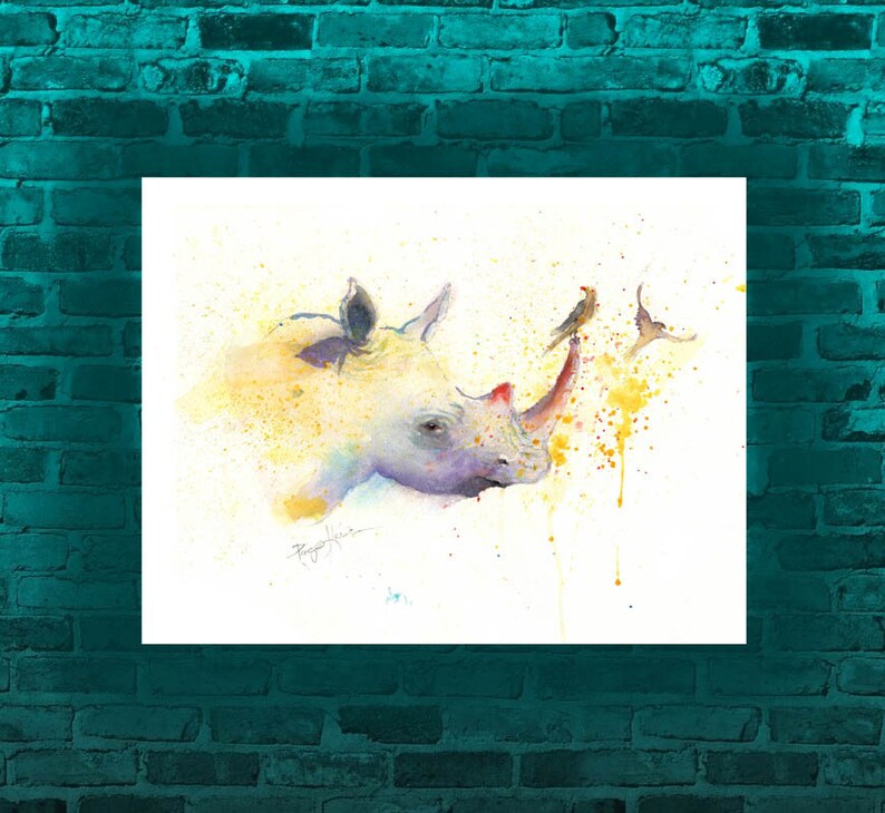 Rhino Print Rhino Watercolor print African Decor Gift Her African Gift Rhino Art Print Rhino Gift Idea Safari Animals African Art