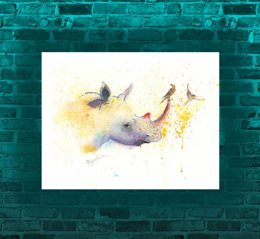 Rhino Print Rhino Watercolor print African Decor Gift Her African Gift Rhino Art Print Rhino Gift Idea Safari Animals African Art