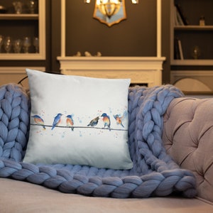 Bluebird Pillow, accent pillow, throw pillow, animal pillow, bird pillow, decorative pillow, home decor, housewarming gift, bird décor image 9