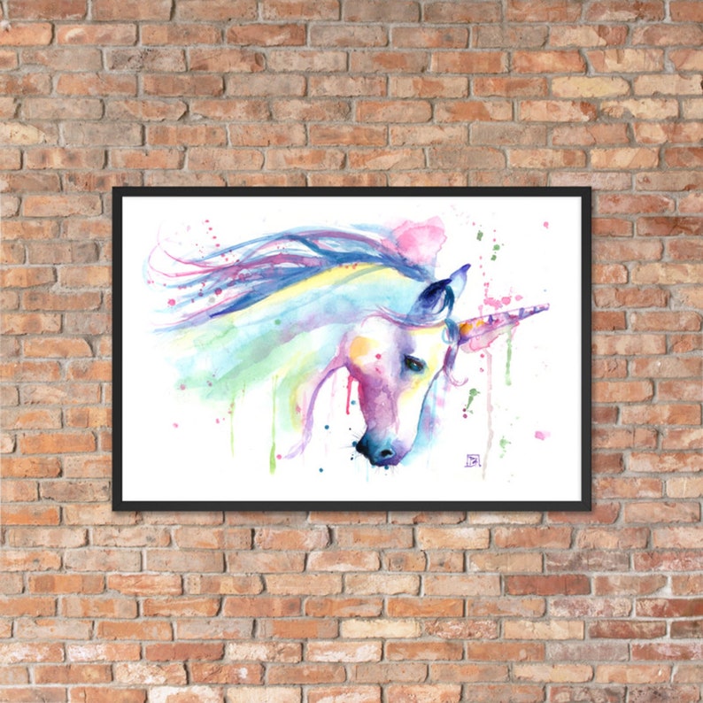 Unicorn print, poster, Rainbow unicorn watercolor, nursery wall, unicorn decor, party, unicorn birthday, unicorn nursery, girls art, image 3