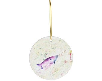 Narwhal Ceramic Christmas Ornament