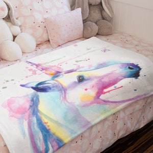 Unicorn Sherpa Fleece Blanket Kids Children Fantasy Theme Nursery Decor 50 x 60 image 6