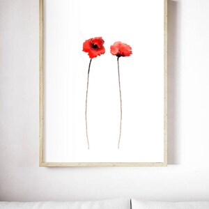 Red Poppies Print, Canvas, Poster, Watercolor Painting, Print Flower Art, Home Decor, Wall Art, Poppy Bedroom, Wall, Home Decor, Unframed image 2