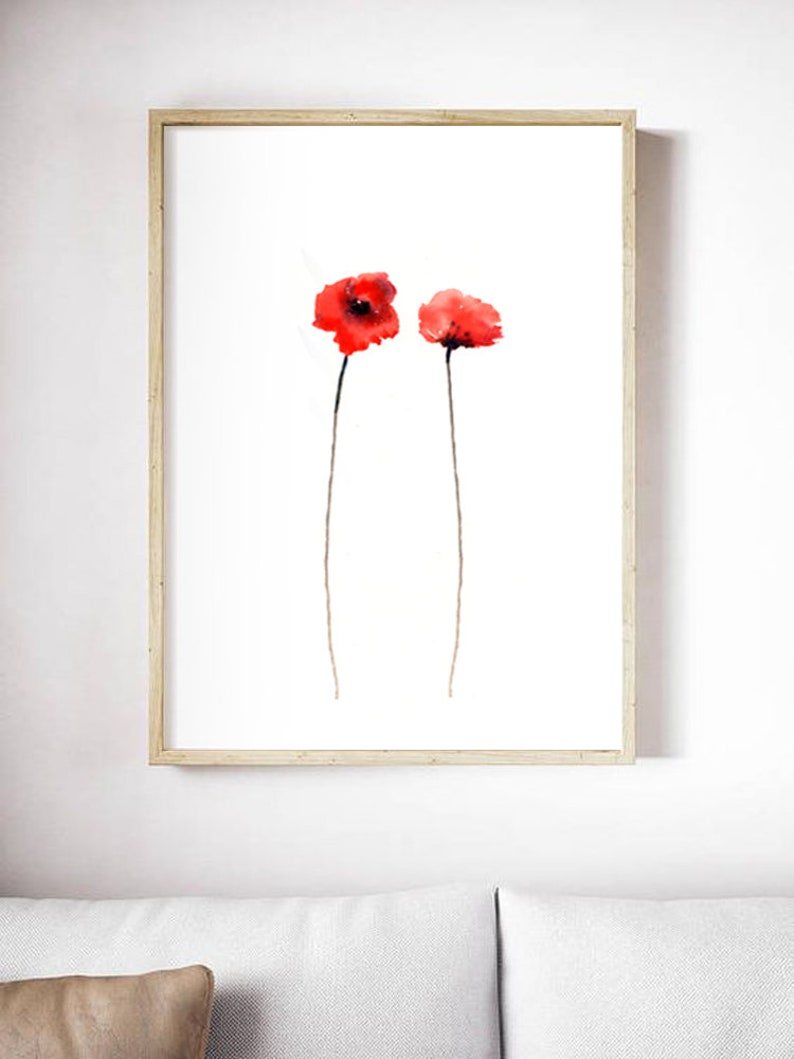 Red Poppies Print, Canvas, Poster, Watercolor Painting, Print Flower Art, Home Decor, Wall Art, Poppy Bedroom, Wall, Home Decor, Unframed image 2