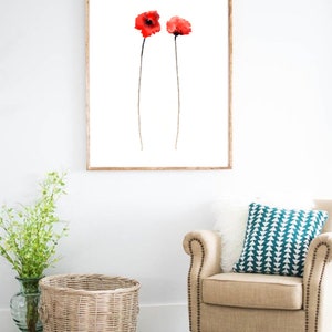 Red Poppies Print, Canvas, Poster, Watercolor Painting, Print Flower Art, Home Decor, Wall Art, Poppy Bedroom, Wall, Home Decor, Unframed image 3