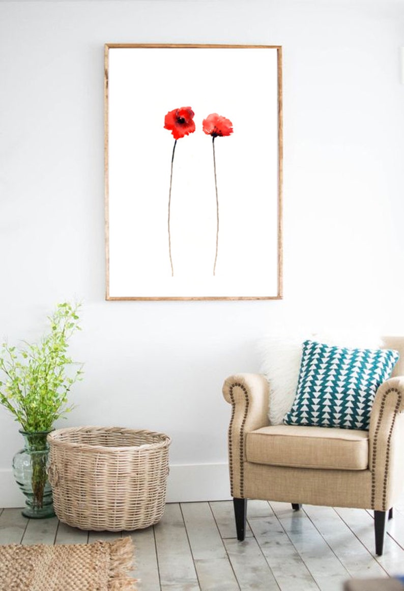 Red Poppies Print, Canvas, Poster, Watercolor Painting, Print Flower Art, Home Decor, Wall Art, Poppy Bedroom, Wall, Home Decor, Unframed image 3