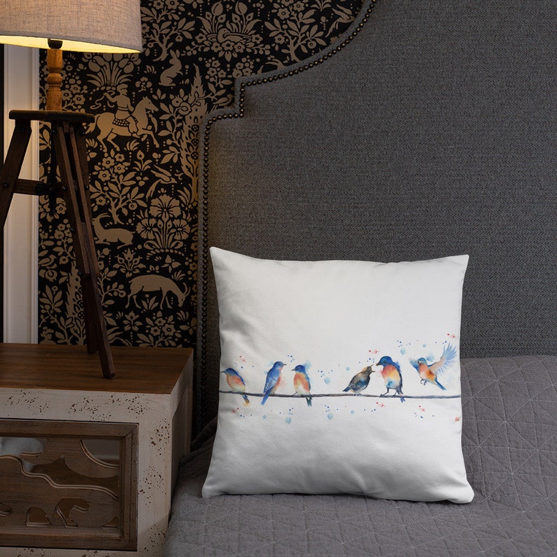 Bluebird Pillow, accent pillow, throw pillow, animal pillow, bird pillow, decorative pillow, home decor, housewarming gift, bird décor image 8