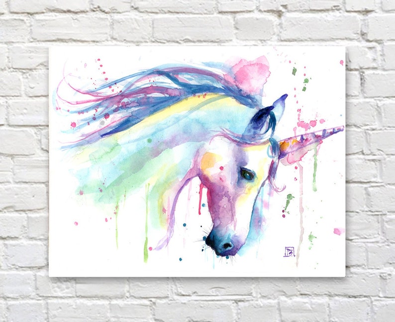 Unicorn print, poster, Rainbow unicorn watercolor, nursery wall, unicorn decor, party, unicorn birthday, unicorn nursery, girls art, image 4