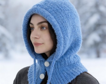 Stylish Balaclava Hood,Hand Knitted Crochet Balaclava Bonnet,Winter Hood Ear Protection,Trendy Bonnet,Cold Weather Hat,Valentine's Day Gift