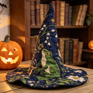 Cottagecore Forest Wizard Hat,Quilted Witch Hat,Halloween Cosplay Costume Accessory,Halloween Cosplay Costume Accessory,Halloween Gift