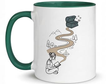 Book Lover Mug, Reader Gift Coffee Cup, Aesthetic Line Art Reading Mug, Bookish Gift for Readers, Bookish Librarian Present, Dark Academia