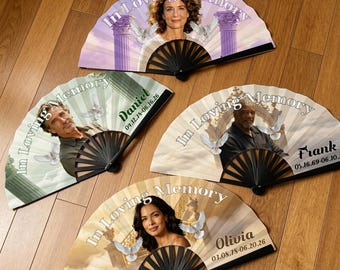 Custom Photo In Loving Memory Folding Fan, Funeral Favors Bulk, Grief Favors