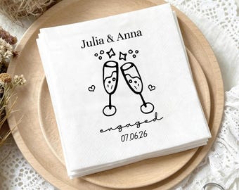 Personalized Cocktail Napkins | Custom Engagement Wedding Bridal Shower Birthday Favors Bulk