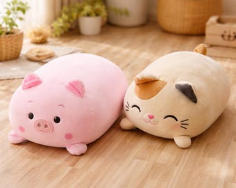 Almohada de peluche de animales kawaii / Algodón suave y acogedor para decoración del hogar