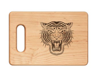 Houten snijplank Roaring Tiger Head | Gegraveerd