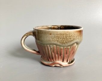 Pottery Cappuccino Mug, Americano Cup, Ceramic Coffee Mug, Small coffee cup, Handmade coffee gift, wood fired pottery, handmade tea cup