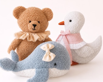 Boucle Toys Sewing Pattern Bundle | 3 in 1 PDF | Bear, Whale & Goose