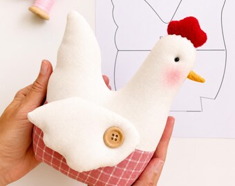 Chicken Sewing Pattern PDF | Farmhouse Chicken Plush | Beginner Tutorial