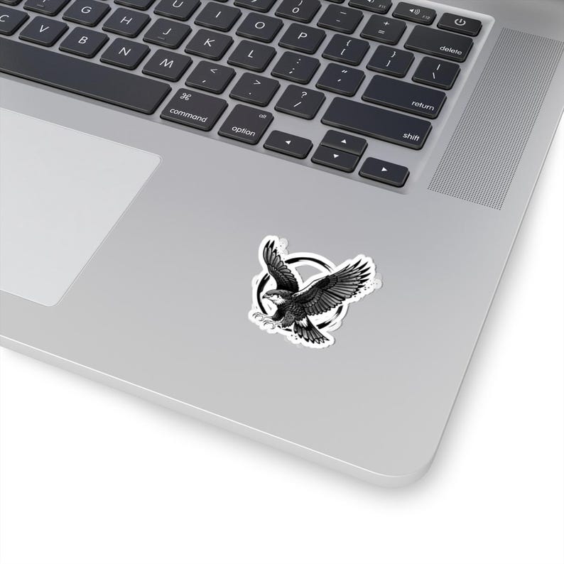 Black Hawk Illustration Stickers | Kiss Cut Vinyl Sticker, Flying Hawk ...