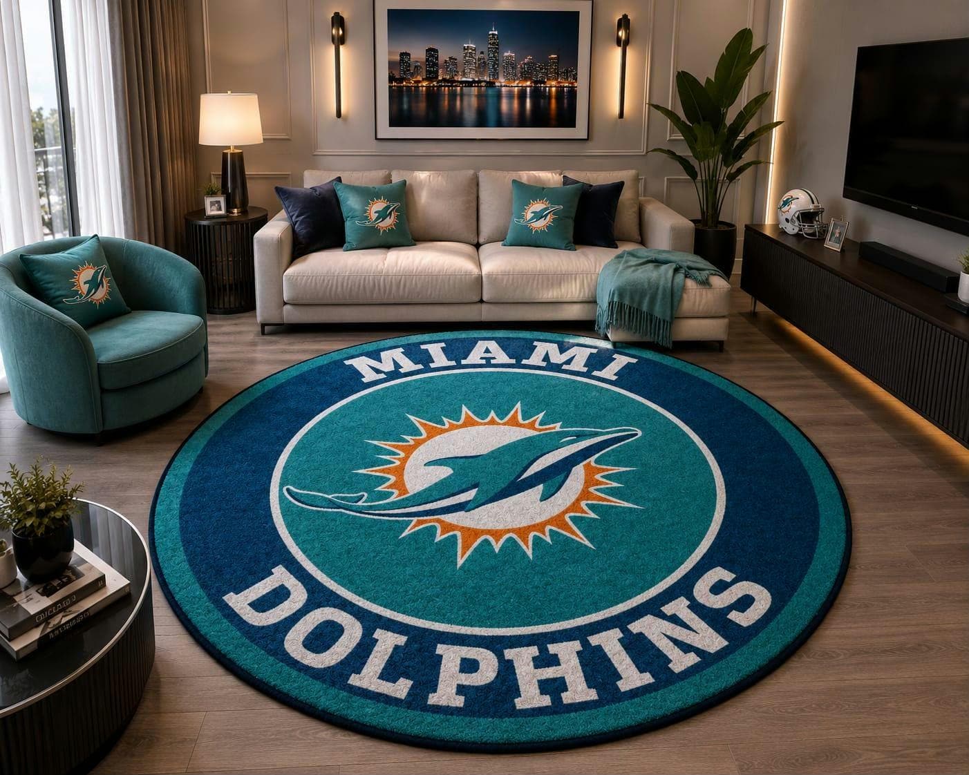 Miami Dolphins Area Rug - Etsy