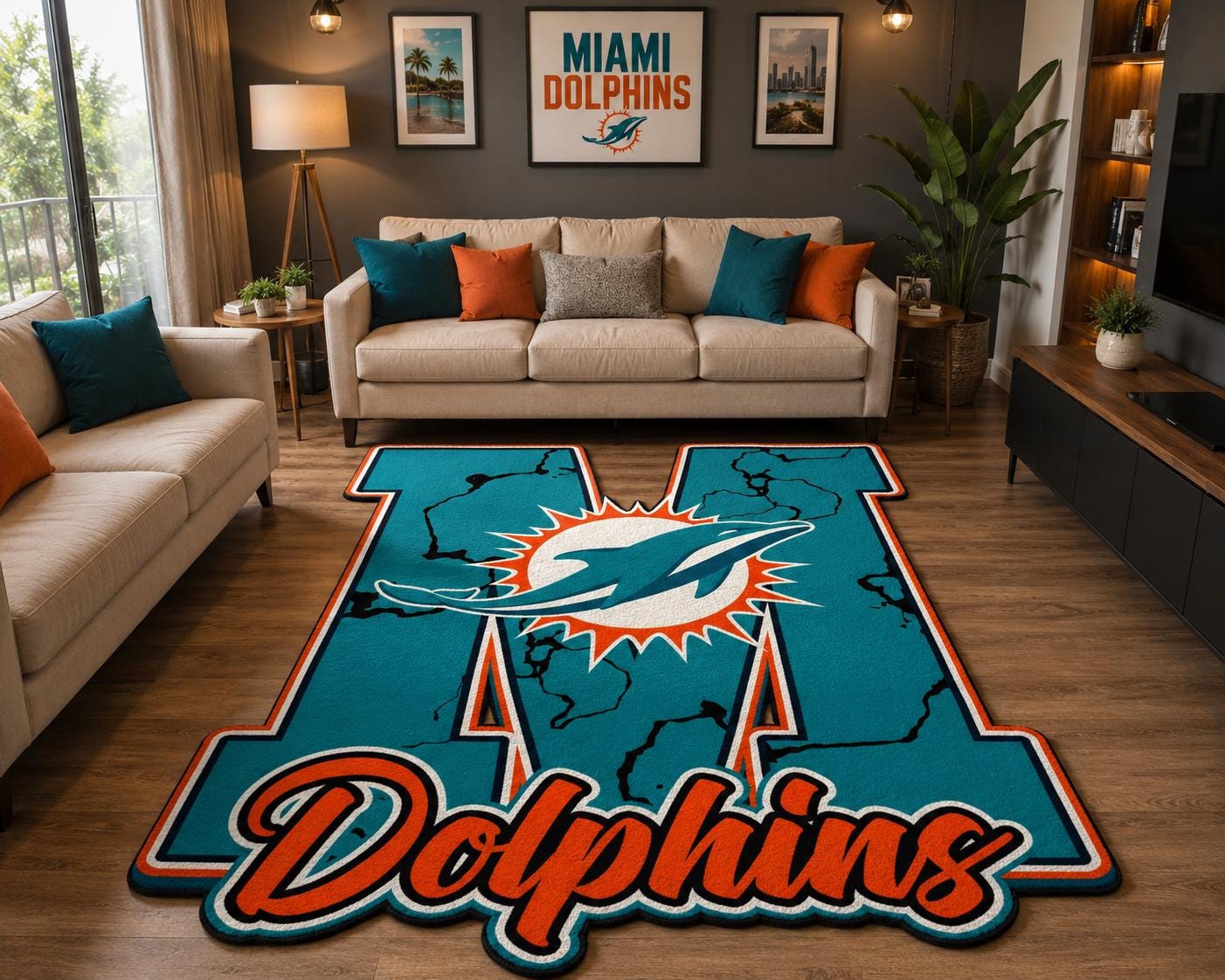 Miami Dolphins Area Rug - Etsy