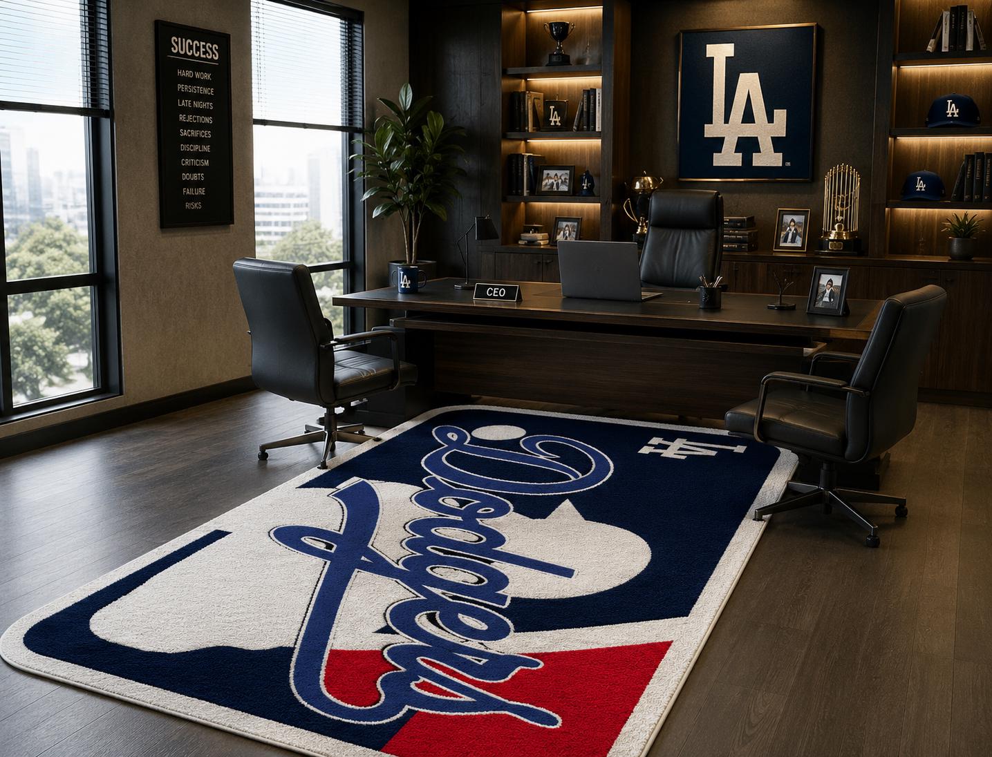 Hand Tufted Los Angeles Dodgers Area Rug, New Zealand Wool Sports Fan Carpet