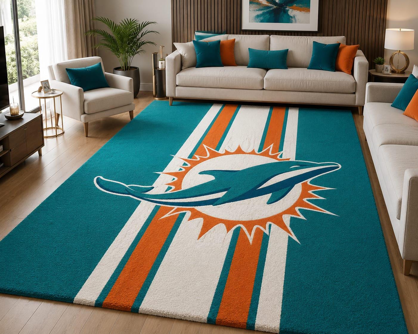 Miami Dolphins Area Rug - Etsy