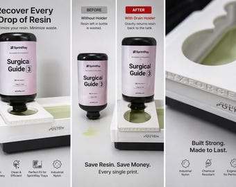 Supporto di scarico per flacone di resina SprintRay / Supporto per recupero resina Max, in nylon industriale