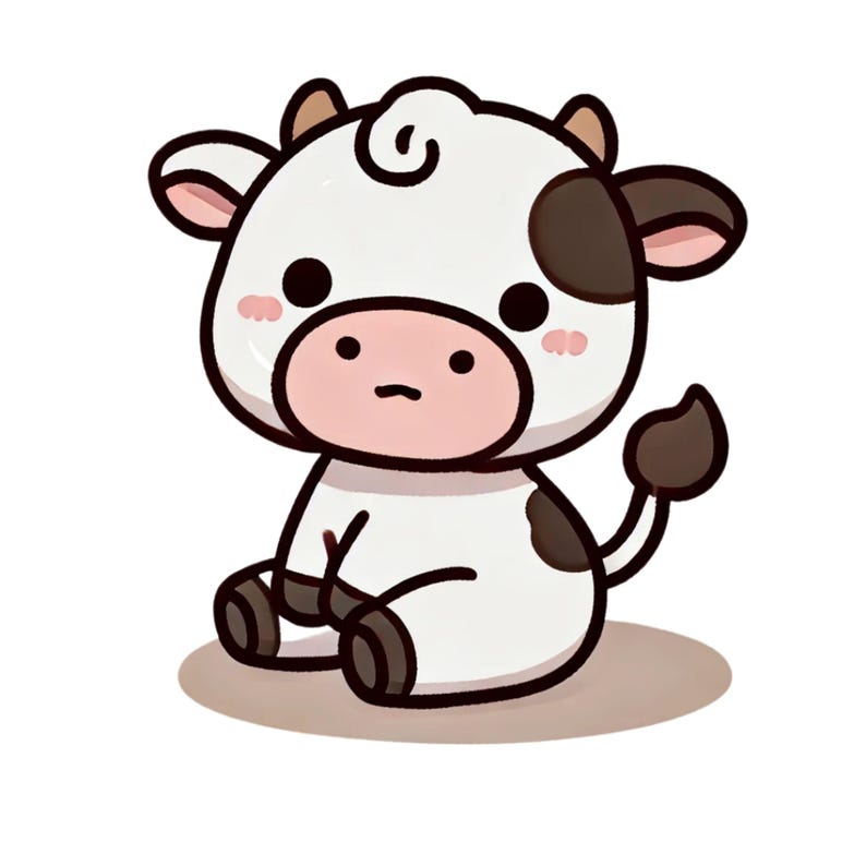 Cute Cow Clipart – 10 PNG Kawaii Baby Cows Pastel Farm Animal Stickers ...