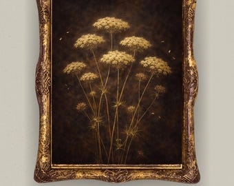 Vintage Botanical Wall Art, Dark Floral Print, Moody Wildflower Decor, Antique Style Flower Artwork, Rustic Cottagecore Botanical