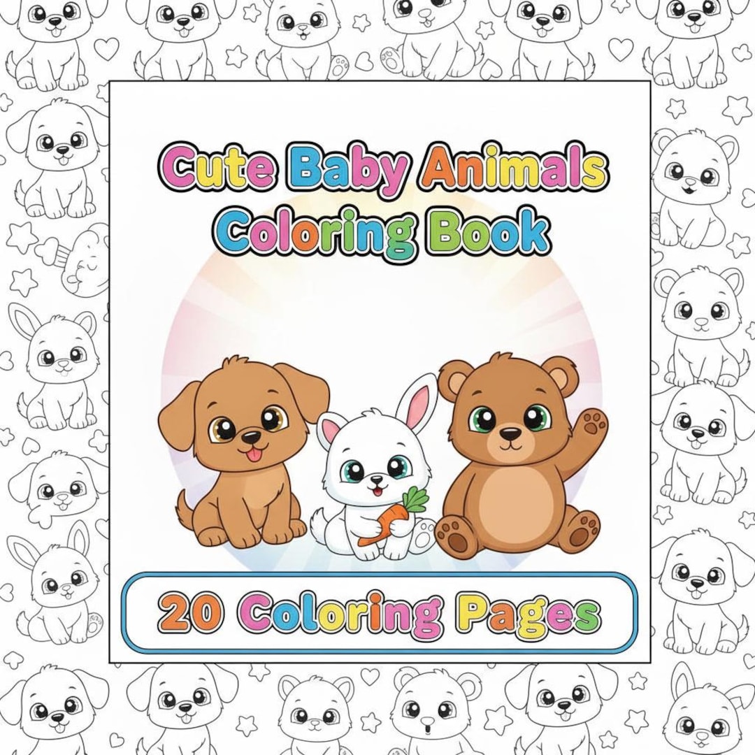 Cute Animals Coloring Page Book for Kids – 20 Fun Animal Pages ...