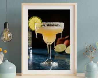 Classic Margarita Cocktail Wall Art Printable | Modern Kitchen & Bar Decor | | Digital Download