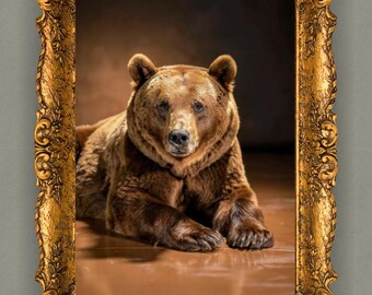 雄大なヒグマのウォールアート（印刷可能）｜迫力ある野生動物アート｜デジタルダウンロード