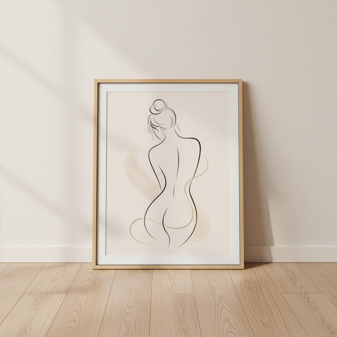 Minimalist Woman Line Art Print, Feminine Wall Art, Neutral Abstract ...