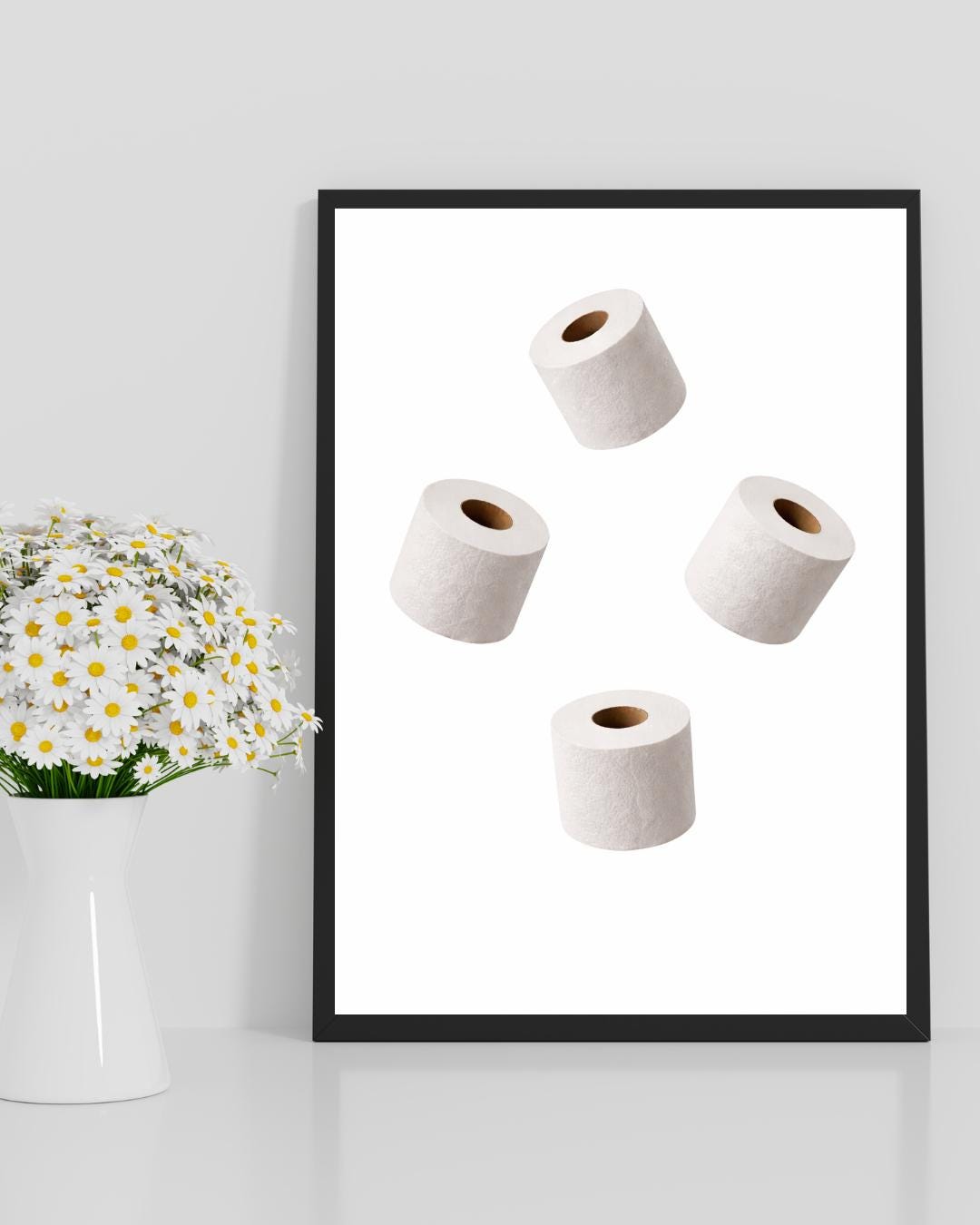 Minimalist Toilet Paper Wall Art, Funny Bathroom Print, Modern Bathroom ...