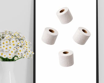 Papel higiénico minimalista para pared, lámina divertida para el baño, decoración moderna para el baño, póster de estética neutra, decoración humorística para el hogar, papel higiénico
