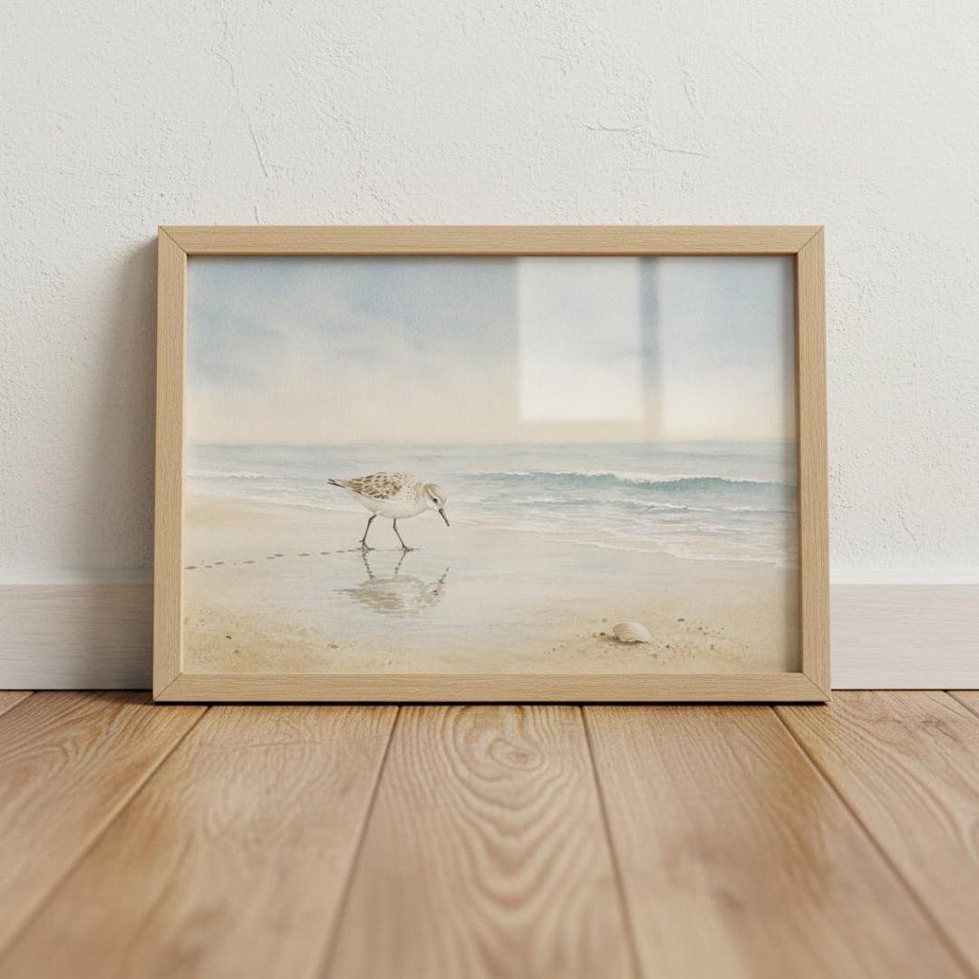 Coastal Bird Wall Art Printable, Beach Decor Print, Sandpiper Ocean Art ...