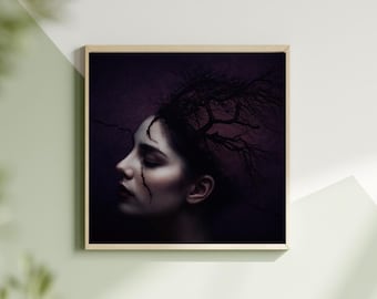 Arte de parede surrealista para imprimir | Colagem digital de fantasia sombria | Download digital