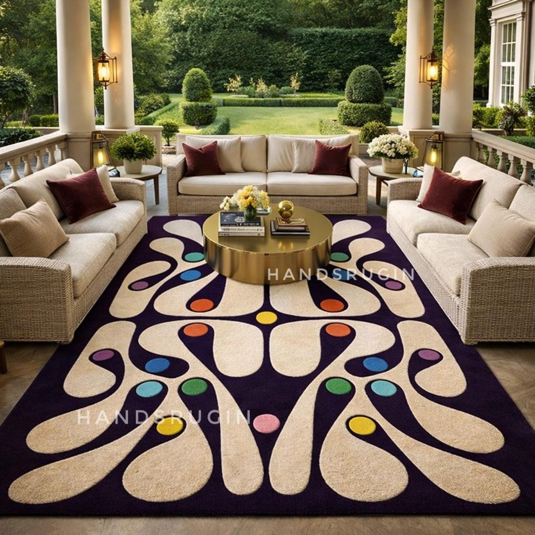 Abstract Wool Area Rug, Handmade New Zealand Wool Carpet, Modern ...