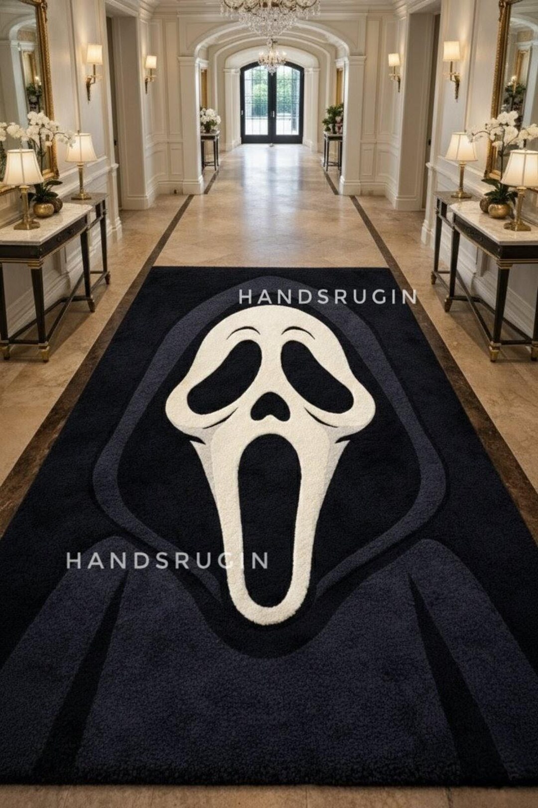 Horror Sticker Rug Ghostface Scream Rug, Handmade Hand Tufted New Zealand Wool Carpet ...