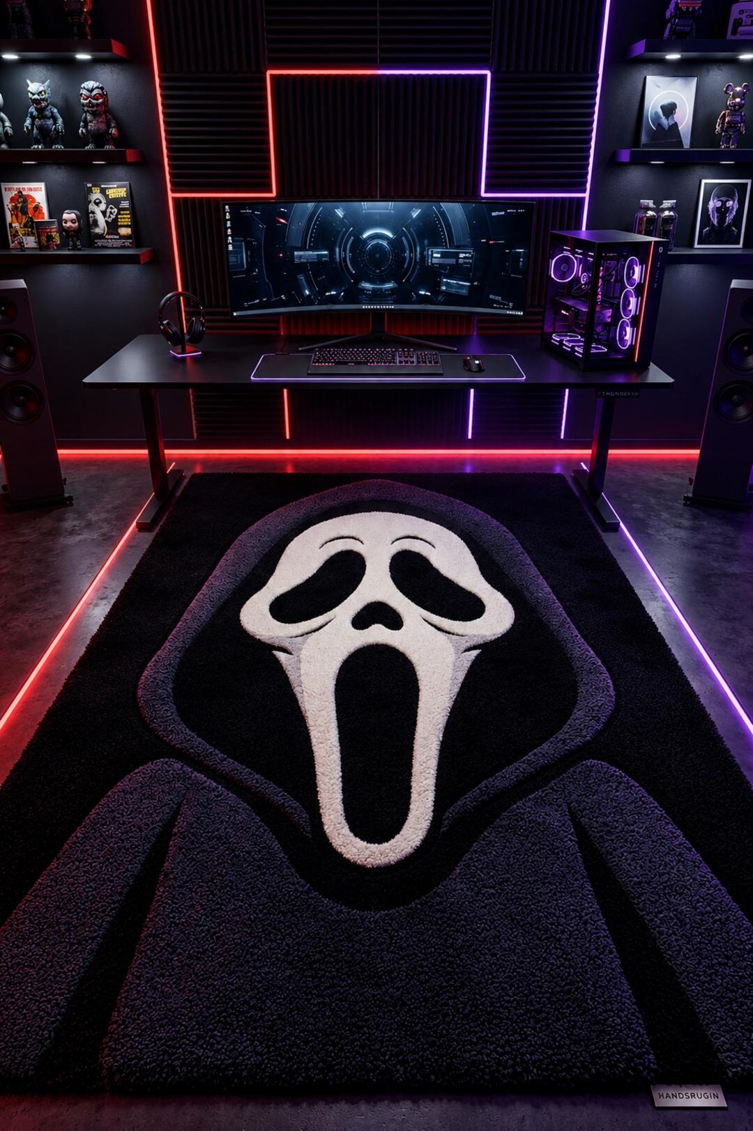 Ghost Face Rug, Black White Horror Tufted Carpet, Gaming Room Area Rug ...