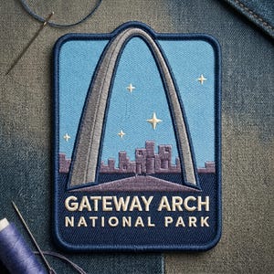 Gateway Arch National Park Embroidered Patch – St. Louis Skyline Iron-On Badge, Travel Souvenir Applique
