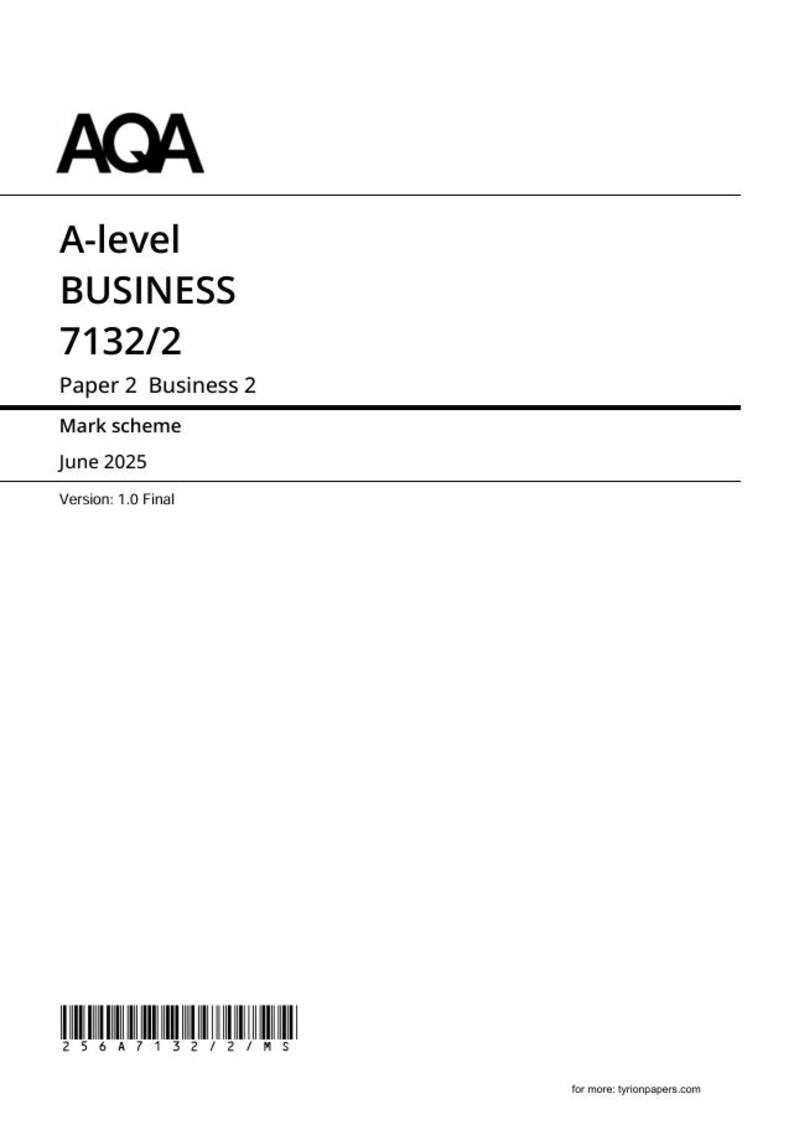 2025 AQA A Level Business Paper 2 and Mark Scheme Combined 7132 2 ...