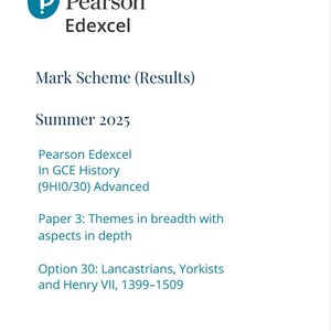 2025 Pearson Edexcel A Level History Paper 3 and Mark Scheme Combined ...